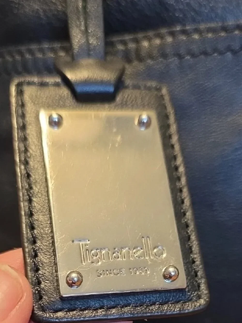 Tignanello Black Leather Convertible Satchel Shoulder Bag GUC
